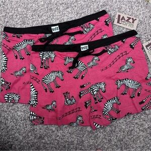 NWT Lazy One Sleeping Zebras womans boxers Juniors Size Large